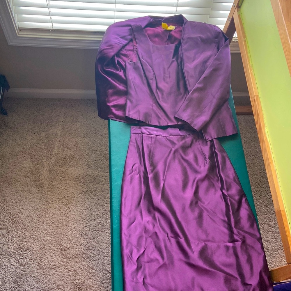Michaelangelo 3 piece deep purple top and skirt with jacket
